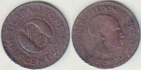 1964 Sierra Leone 1/2 Cent (Unc) A008355